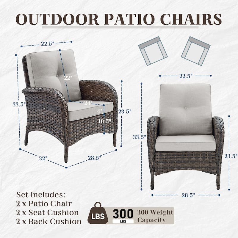 Outdoor Rattan Sofa Club Chair with Ottmans