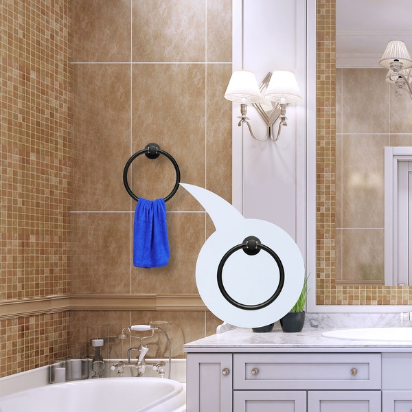 Black round shop towel ring