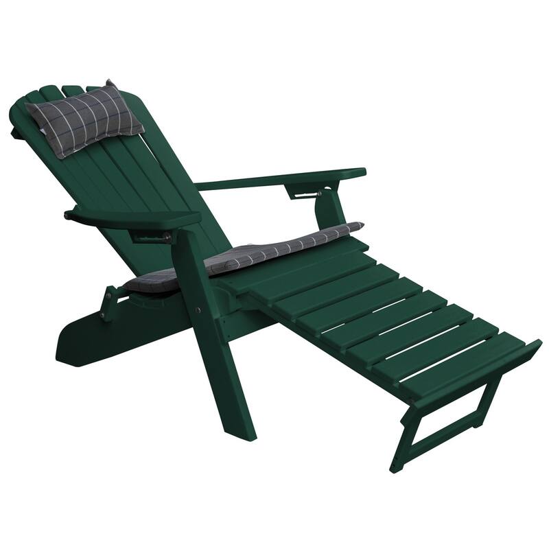 Poly Folding and Reclining Adirondack Chair with Pullout Ottoman - Turf Green