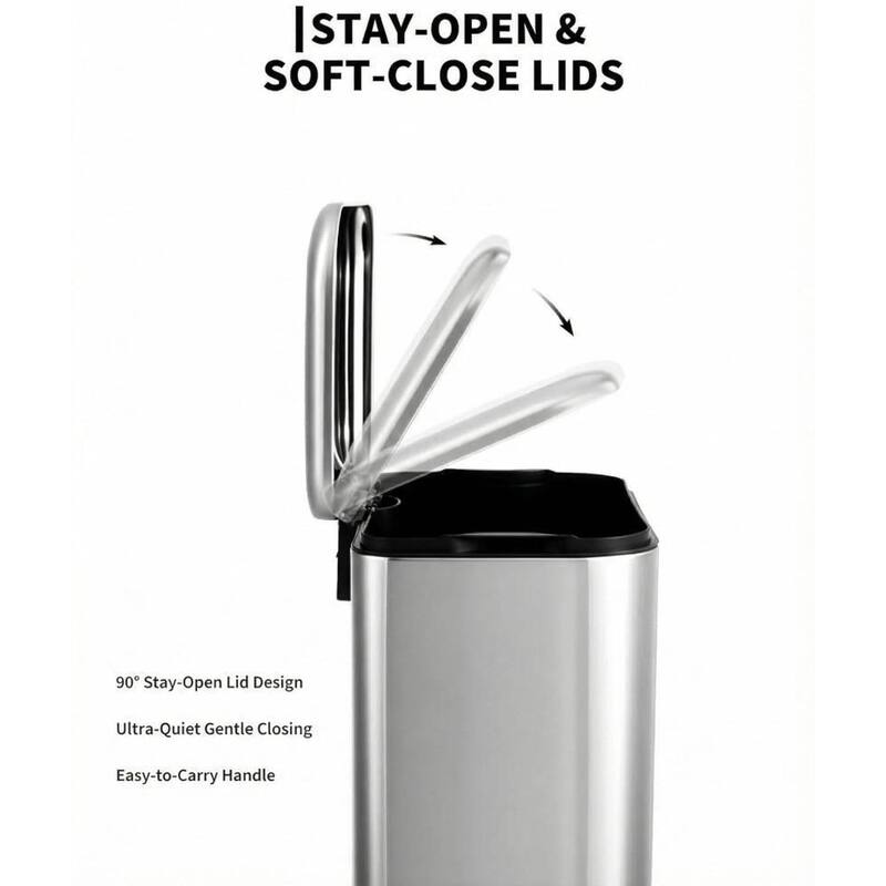 3.2 Gal Fingerprint-Proof Step Rubbish Bin, Trash Can for Bathroom, Kitchen