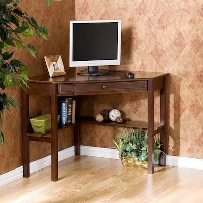 HomeRoots Espresso Corner Computer Desk