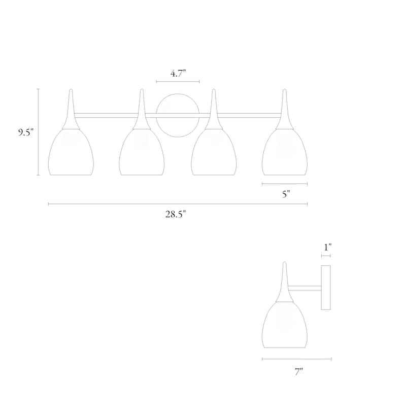 Suvy Modern Gold 4-Light Bathroom Vanity Lights Water Glass Wall Sconces - 28.5'' L x 7'' W x 9.5'' H