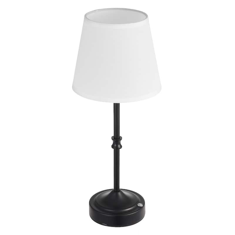 Rechargeable Desk Lamp with Adjustable Brightness and Fabric Shade - 6.3 x 6.3 x 16 inch - Black