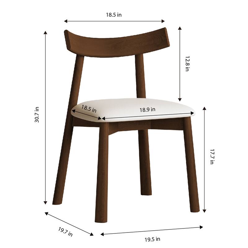 Roomfitters Set of 2 Modern Dining Chairs, Ergonomic Armless Kitchen Chairs with Curved Backrest and Leather Cushions