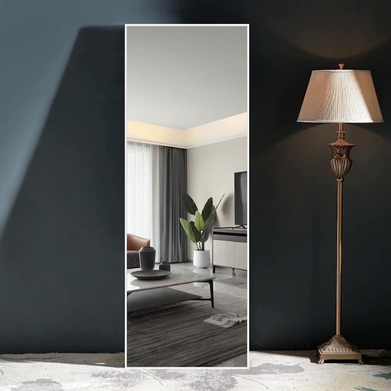 Modern Freestanding Full Length Floor Mirror - 59x20 - White