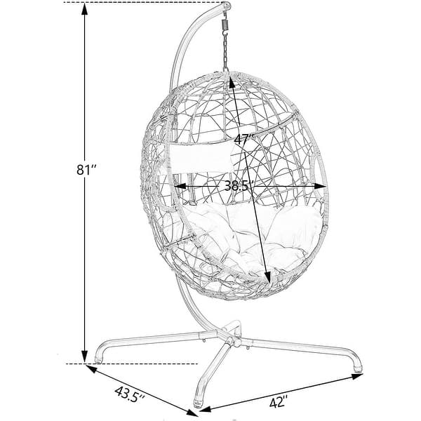 Patio Swing Egg Chair Basket Rattan Lounge Chair with Stand and