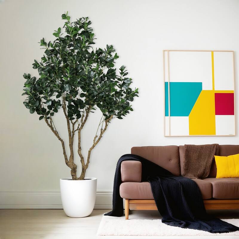 7.2FT Tall Artificial Silk Tree Large Faux Greenery Plant with Lifelike Leaves Potted Fake Plant, 1pc/set