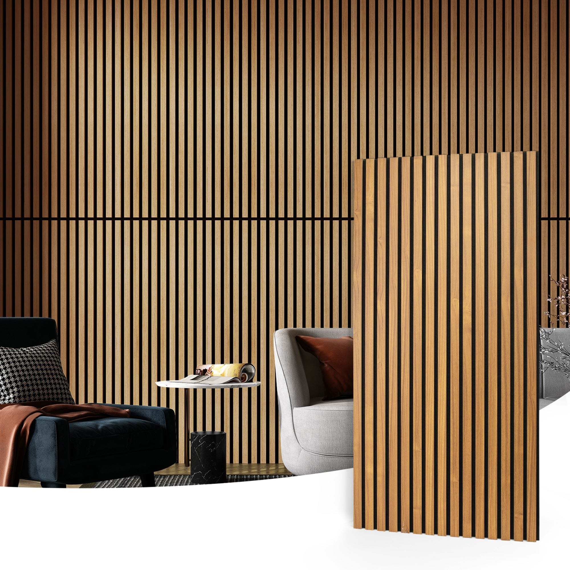 Art3d 23.6in x 47.2in Acoustic Wall Paneling,Slat Wall Cladding