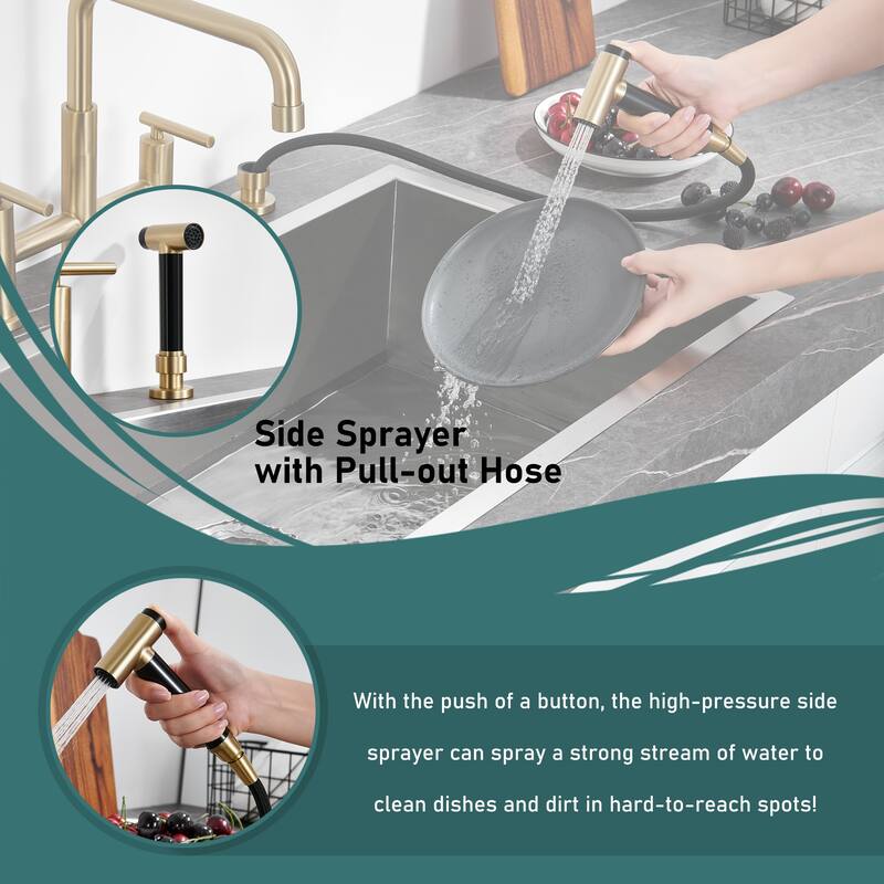 Clihome Morden Stainless Kitchen Bridge Faucet with Sprayer
