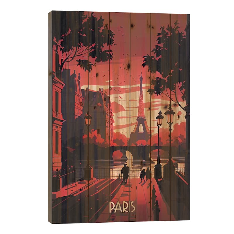 Paris City II Print On Wood by Durro Art - Multi-Color - 40x26x1.5