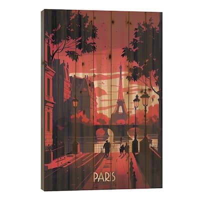Paris City II Print On Wood by Durro Art - Multi-Color