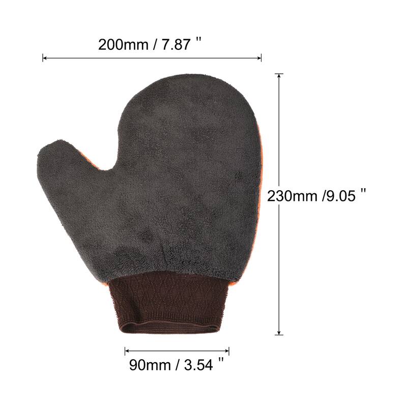 2Pcs Microfiber Wash Gloves Mitten Cleaning Duster with Thumb, Grey Orange - Grey, Orange - Grey, Orange