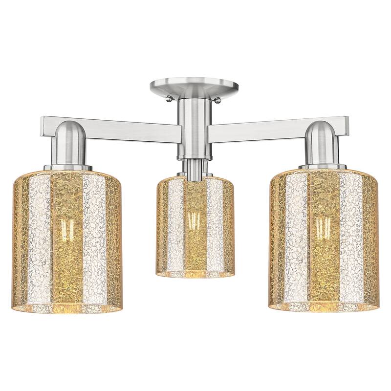 Innovations Lighting 716-3F-11-23 Cobbleskill Semi-Flush Cobbleskill 3 - Brushed Satin Nickel / Mercury