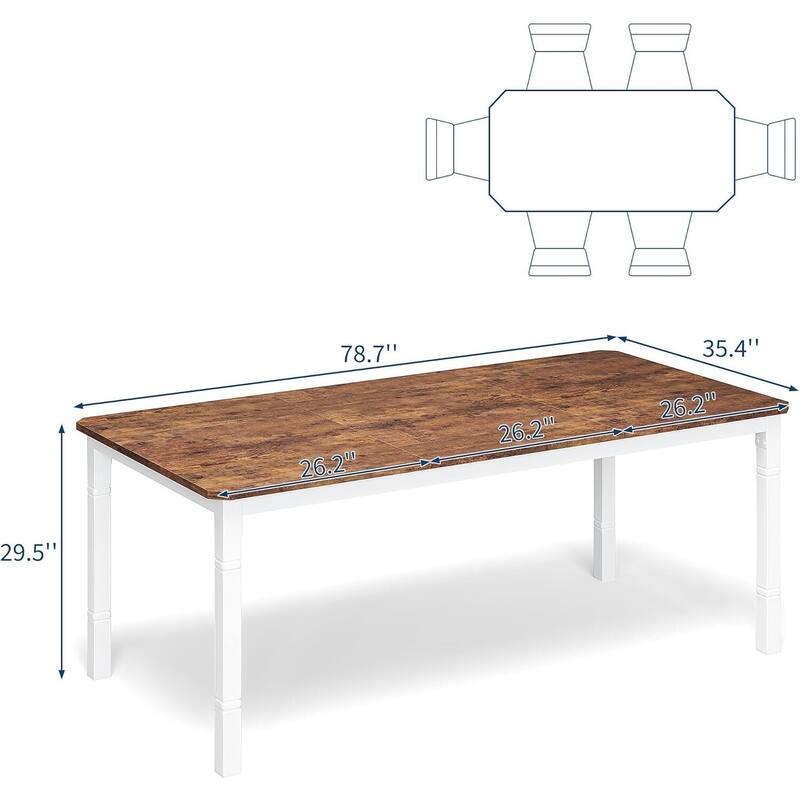 79" Large Industrial Dining Table for 6-8 People for Kitchen, Dining Room (Only Table)