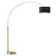 Orbita 81"H LED Dimmable Retractable Arch Floor Lamp, Bulb included, Antique Brass Finish - Drum Black/Gold Shade