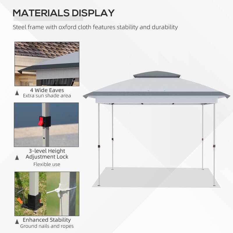 12’ x 12’ Pop-Up Party Gazebo with Mesh Sidewalls Gray Oxford Fabric, Steel Frame - 11.7' L x 11.7' W x 9.7' H