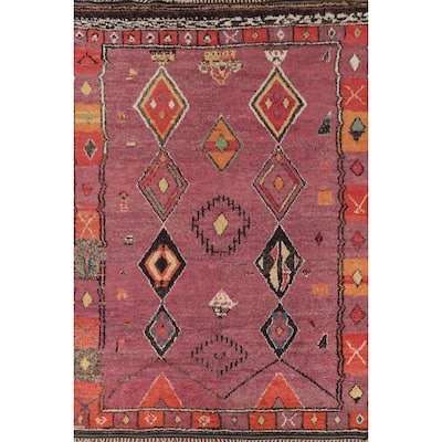 Purple Geometric Moroccan Oriental Area Rug Handmade Wool Carpet - 9'1" x 12'8"