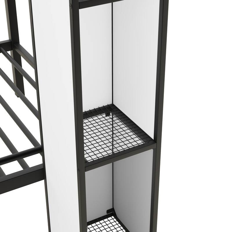Twin over Twin CastleShaped Metal Bunk Bed with Wardrobe and Multiple
