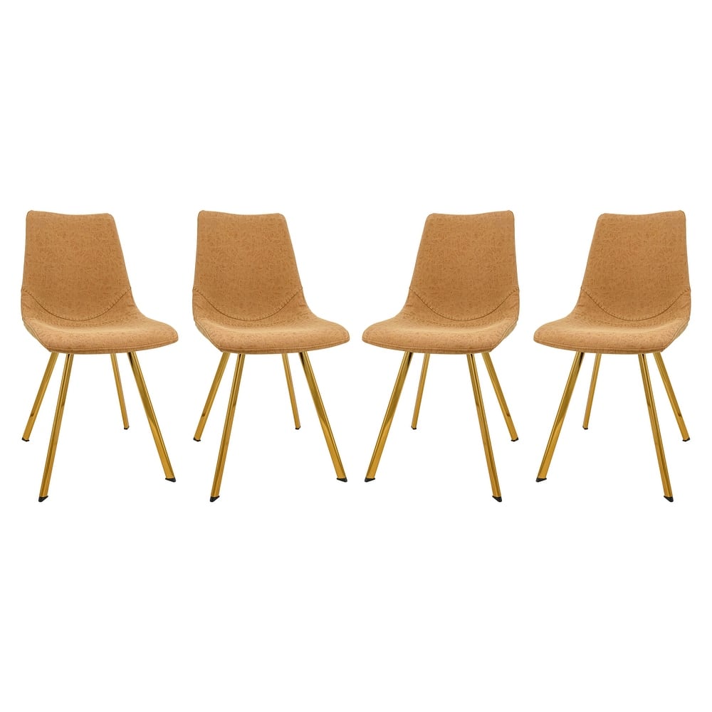 Markley Leather Dining Chair Set of 4 With Gold Metal Legs Modern Accent Side Chair