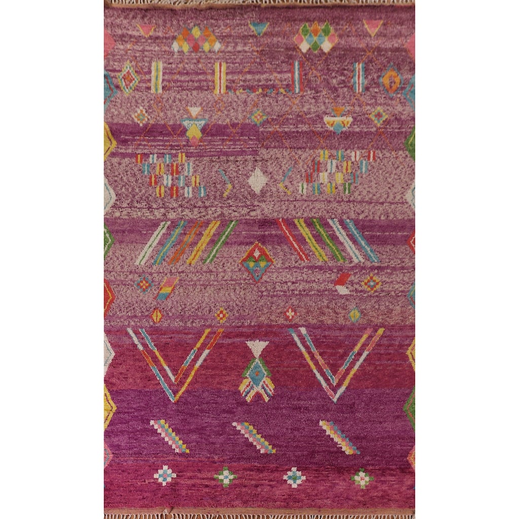 Tribal Moroccan Oriental Large Area Rug Handmade Wool Carpet - 9'6" x 14'8"