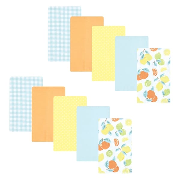 slide 1 of 1, Hudson Baby Infant Girl Flannel Burp Cloth 10pk, Citrus Mint, One Size - Citrus Mint 10 Pack - One Size One Size - Citrus Mint 10 Pack
