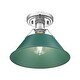 preview thumbnail 2 of 1, Yep by Golden Lighting Orwell 1-light Flush Mount in Chrome and Pine Green shade