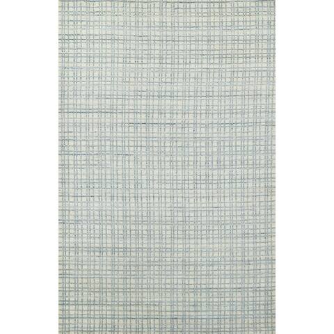 Checkered Contemporary Oriental Area Rug Hand-knotted Wool Carpet - 5'3" x 8'0"
