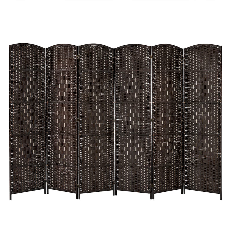 Costway 6-Panel Room Divider 6Ft Weave Fiber Folding Privacy Screen - Brown