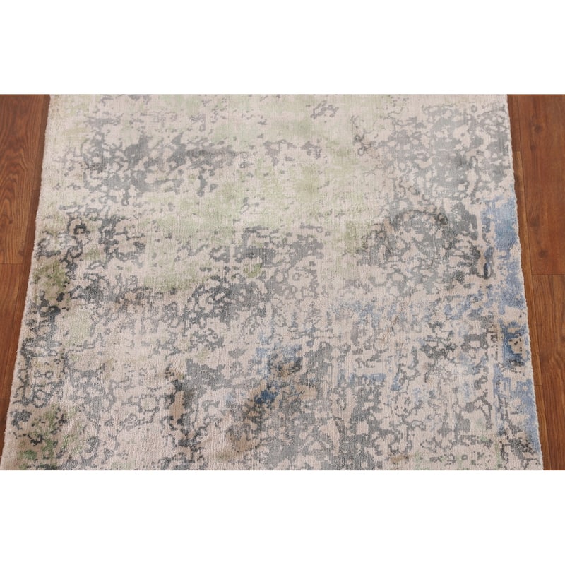 Contemporary Abstract Foyer Rug Handmade Multi-Color Wool Carpet - 2'8"x 6'5"