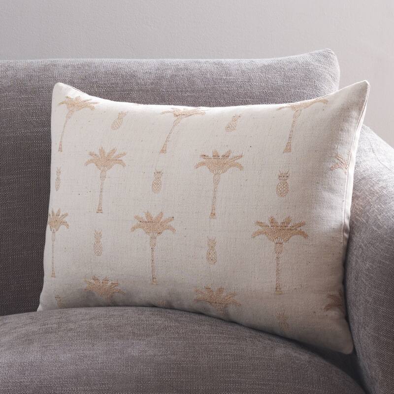 SAFAVIEH Home Reya Cotton/Viscose Lumbar Pillow - Ivory/Natural - 15 x 23-inch Rectangle