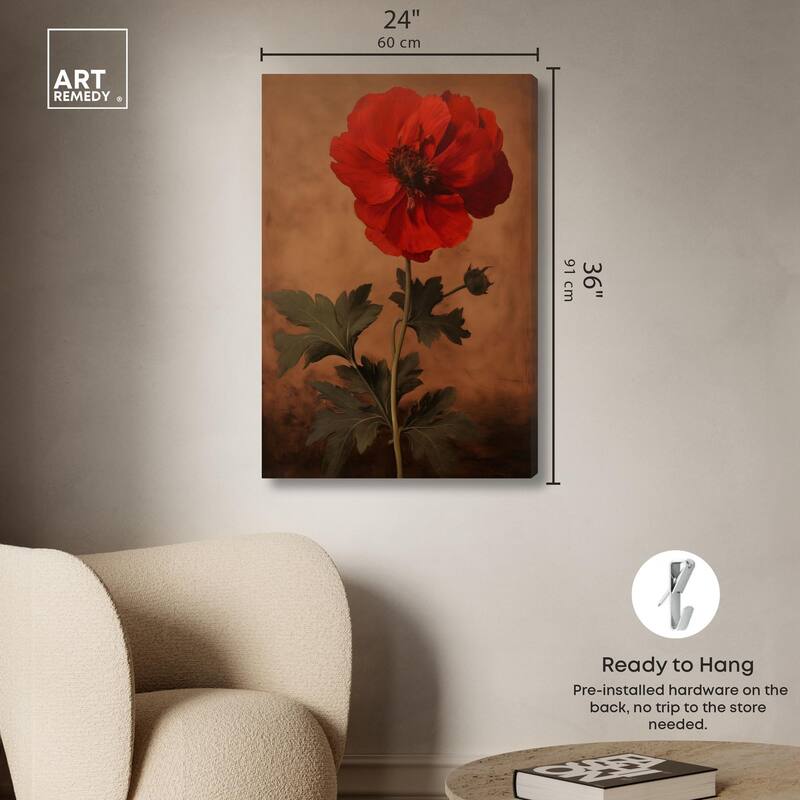 Flourish in Red II Canvas by Art Remedy, Gallery Wrapped