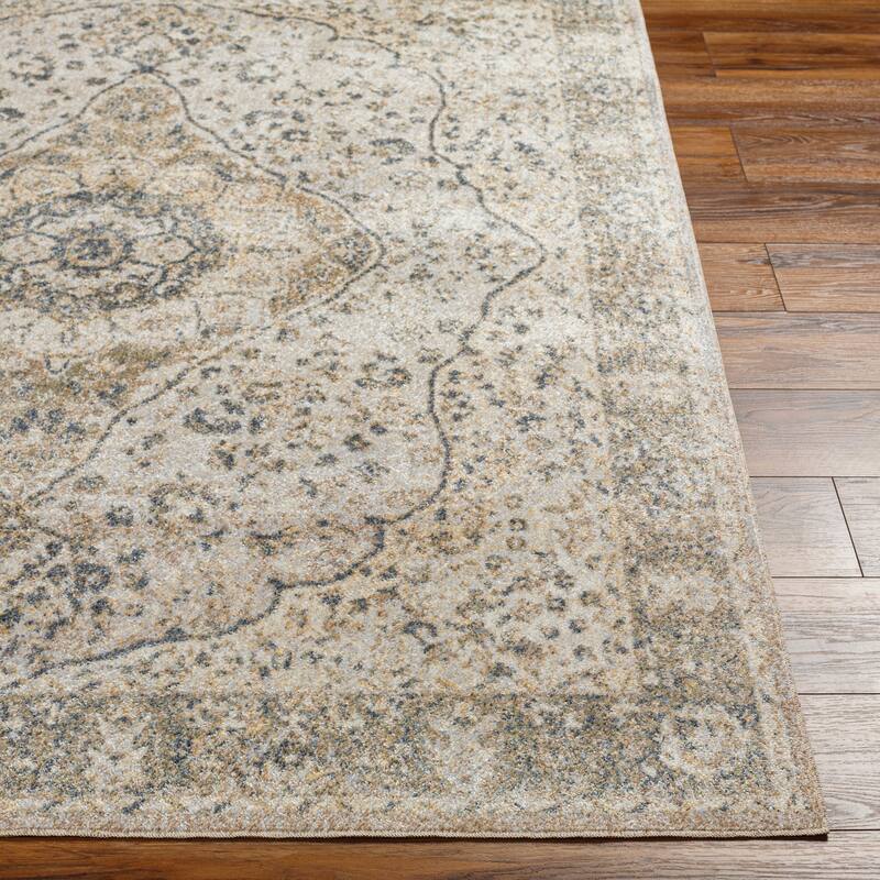 Livabliss Lillian Machine Washable Floral Medallion Area Rug