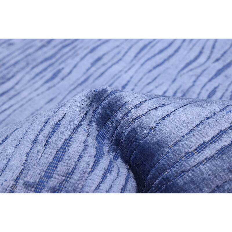 ECARPETGALLERY Hand Loomed Elysian Slate Blue Viscose Rug - 7'10 x 9'8