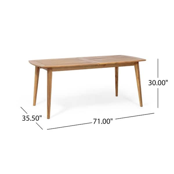 dimension image slide 0 of 3, Roomfitters Outdoor Expandable Dining Set 7 Piece Acacia Wood Table Stackable Chairs