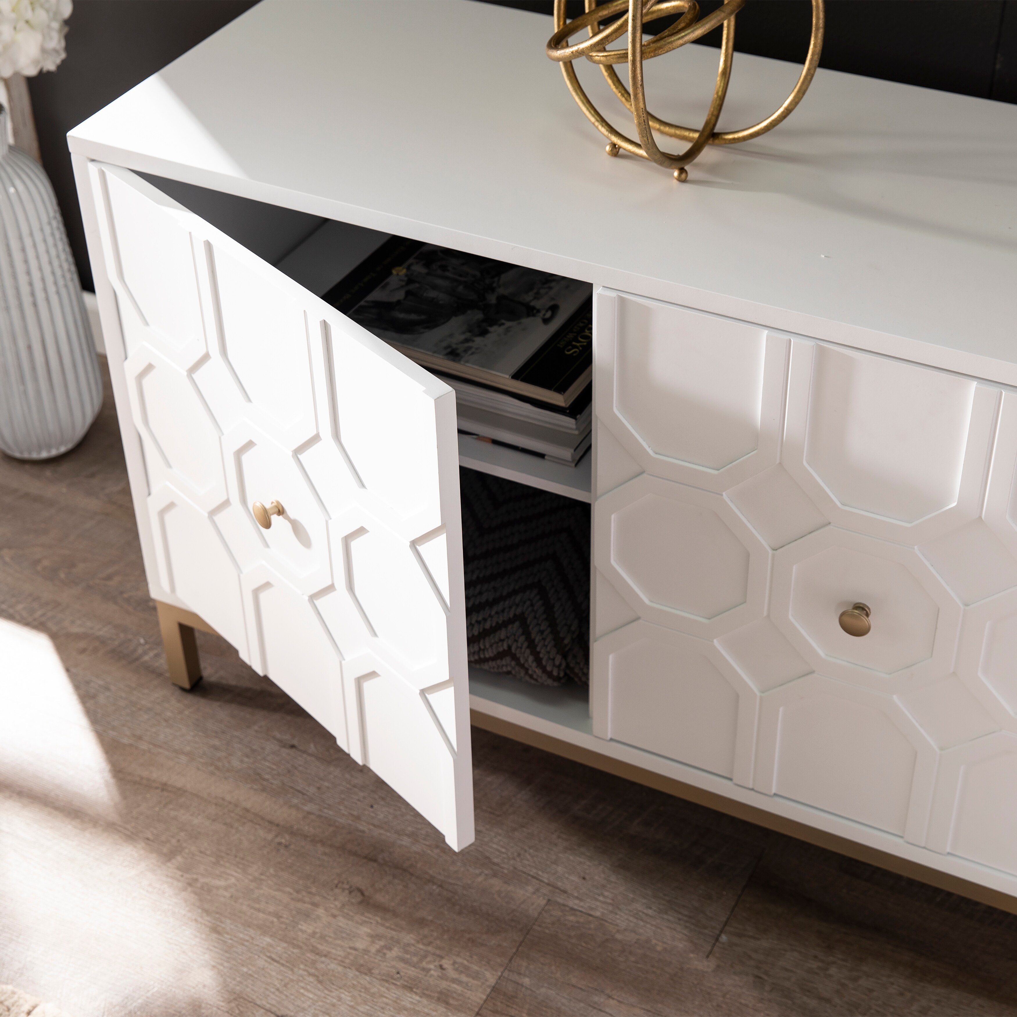 Strick & bolton gibbfield contemporary white wood accent cabinet new arrivals