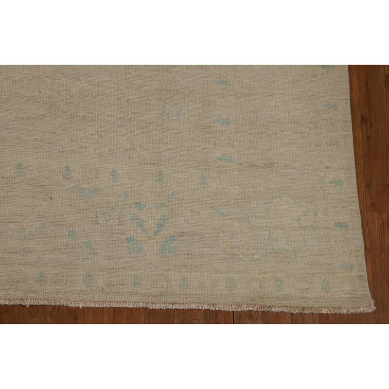 Vegetable Dye Oushak Turkish Area Rug Bedroom Handmade Wool Carpet - 8'4"x 9'10"