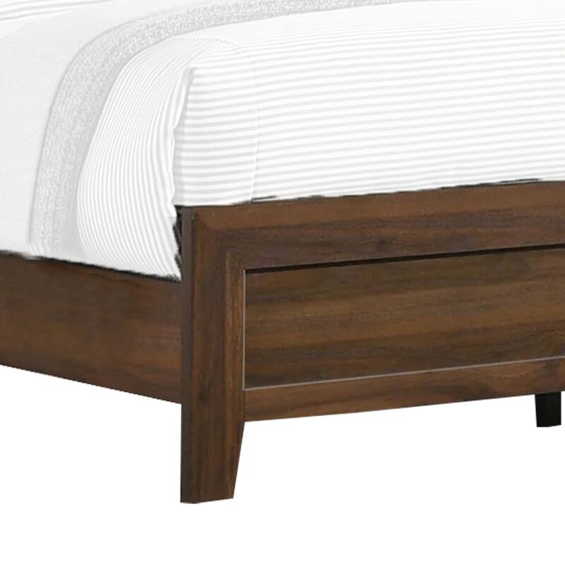 Shannon Queen Bed with Nailhead Trim, Ivory Fabric on Cherry Brown Wood