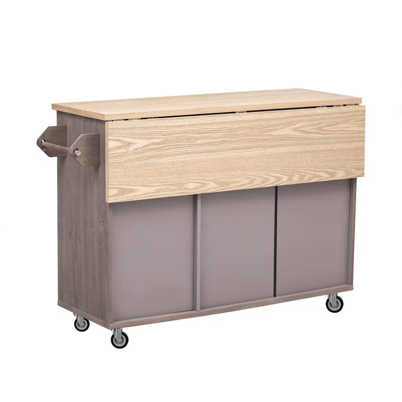 Kitchen Island with Drop Leaf and Towel Rack
