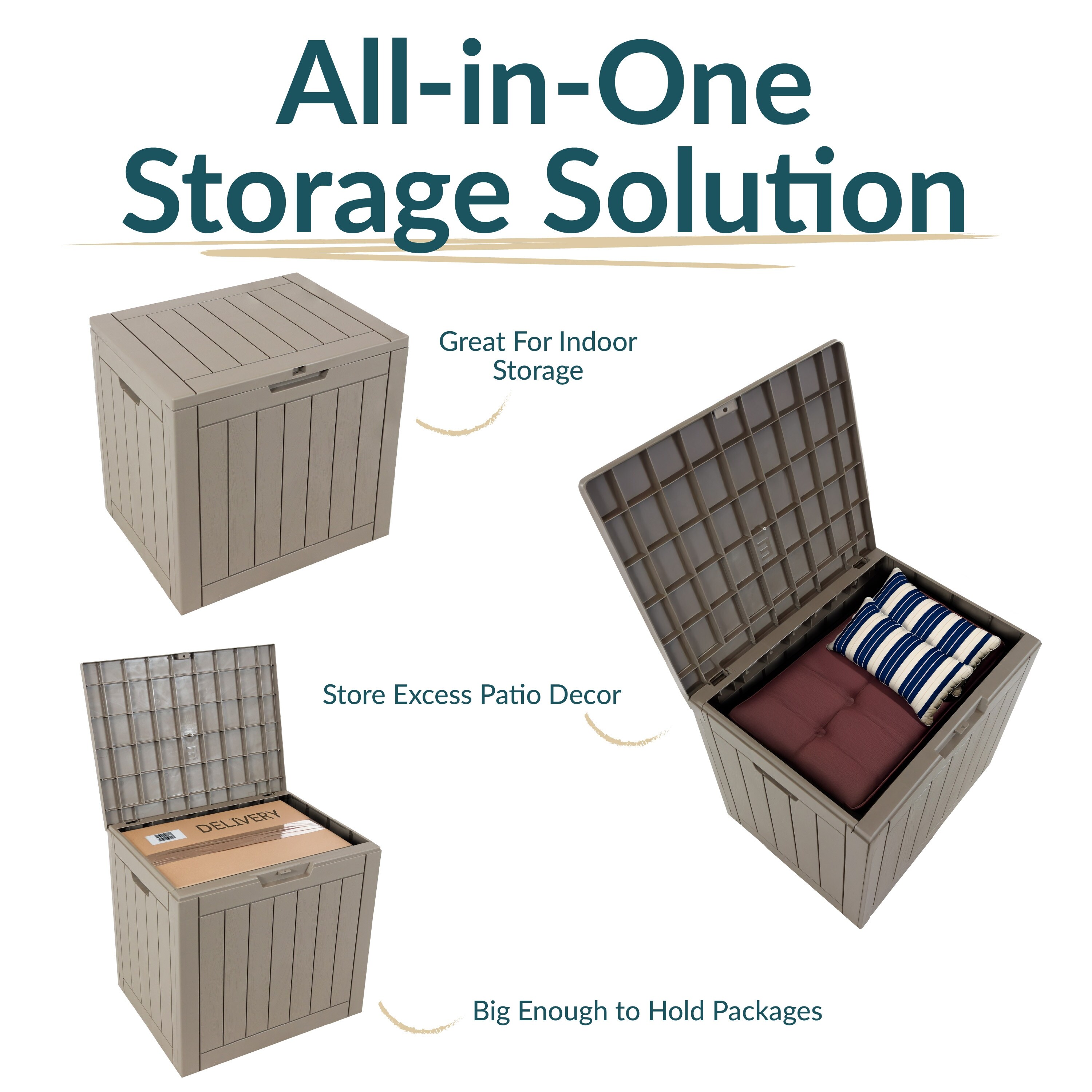 Sunnydaze Small Deck Box with Storage and Lockable Lid - 32 Gal