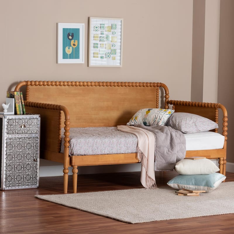 Lucera Bobbin Twin-To-King Expandable Daybed - Wood Bed Frame with Turned Spindle Detailing, Classic Style Sofa Bed