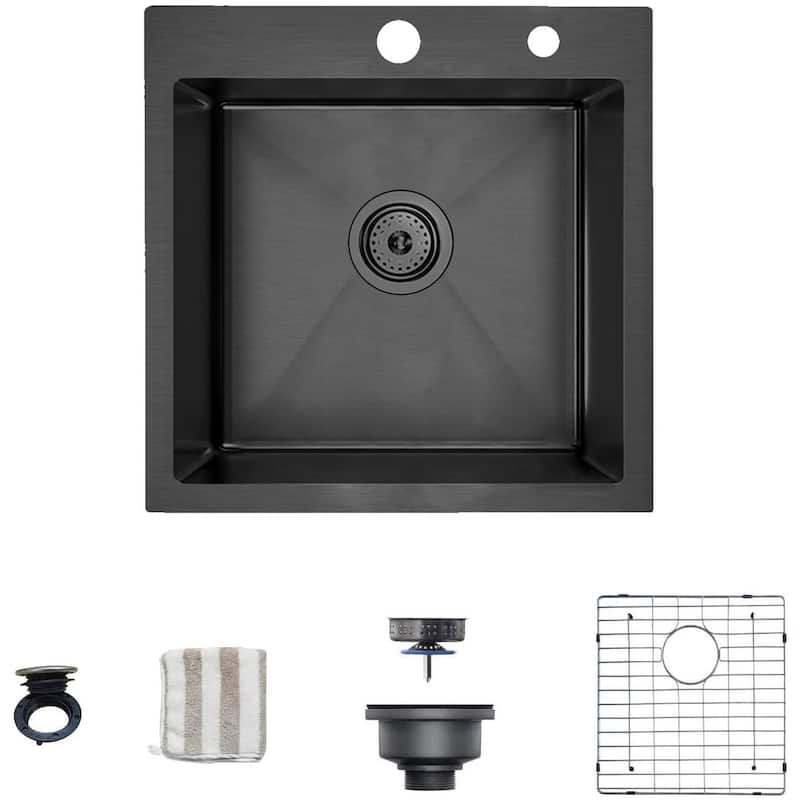 Drop-in Kitchen Sink- Stainless Steel- Single Bowl - Black