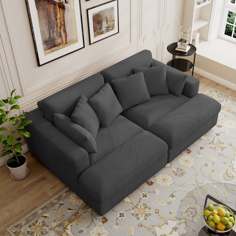 Modern Corduroy Modular Sectional Sofa Chaise Couch Bed