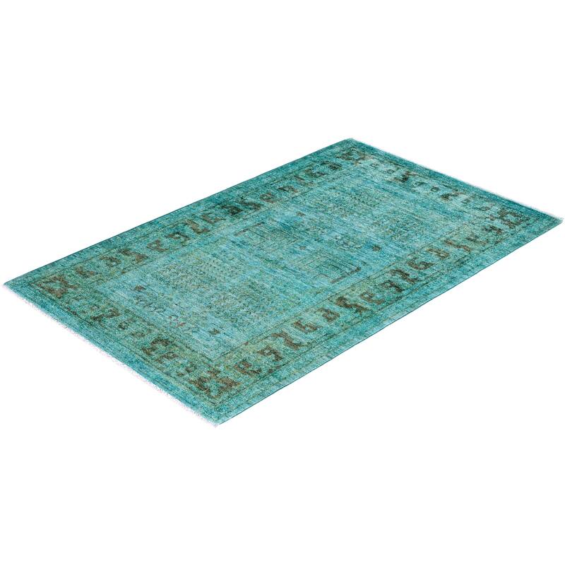 Contemporary Overdyed Wool Hand Knotted Area Rug - 3' 3" x 5' 0"