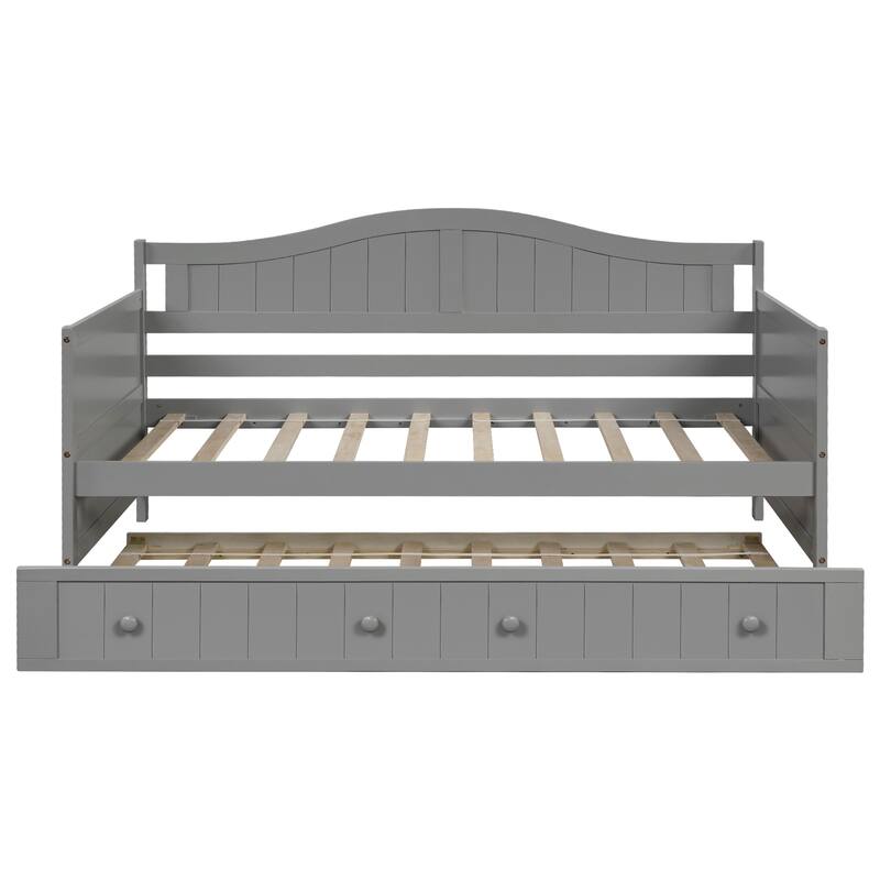 Twin Wooden Daybed with Trundle Bed