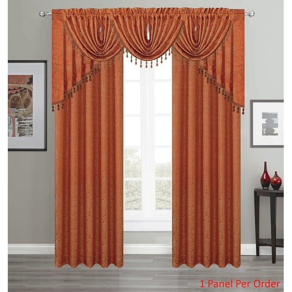 Angelina Jacquard Rose Design Rod Pocket Window Panel, Valance ...