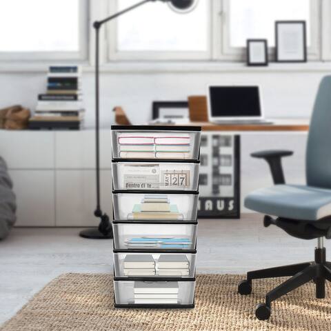 Plastic Chest of Drawers Rolling Storage Cart 6 Rolling Storage