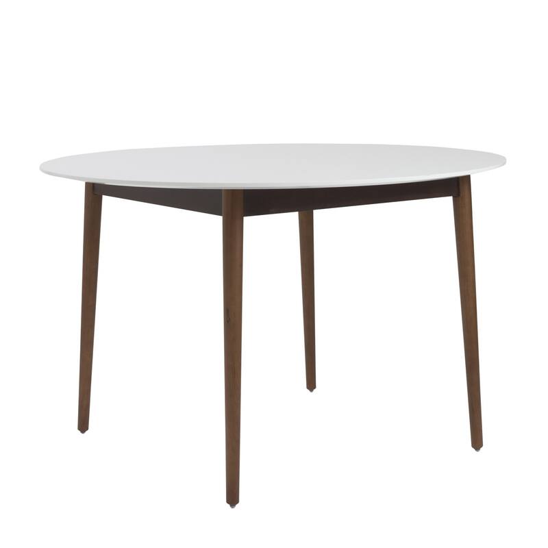 HomeRoots 47" White and Brown Rounded Dining Table