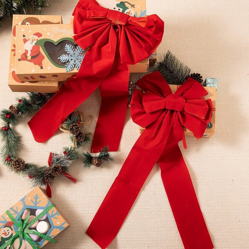 Joyfy 8 Packs Christmas Red Velvet Bows