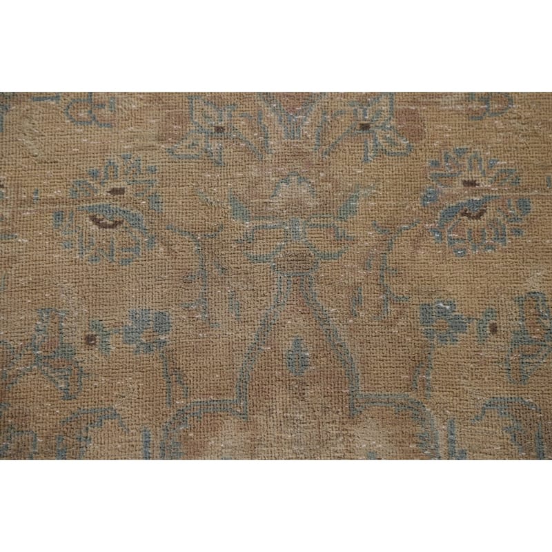 Hand Knotted Oriental 100% Wool Carpet Traditional Floral Beige & Ivories Kashan Area Rug - 10' 9'' X 7' 4''