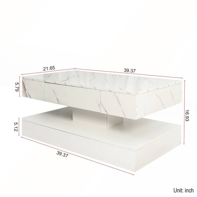 16.93IN High LED Coffee Table with Storage